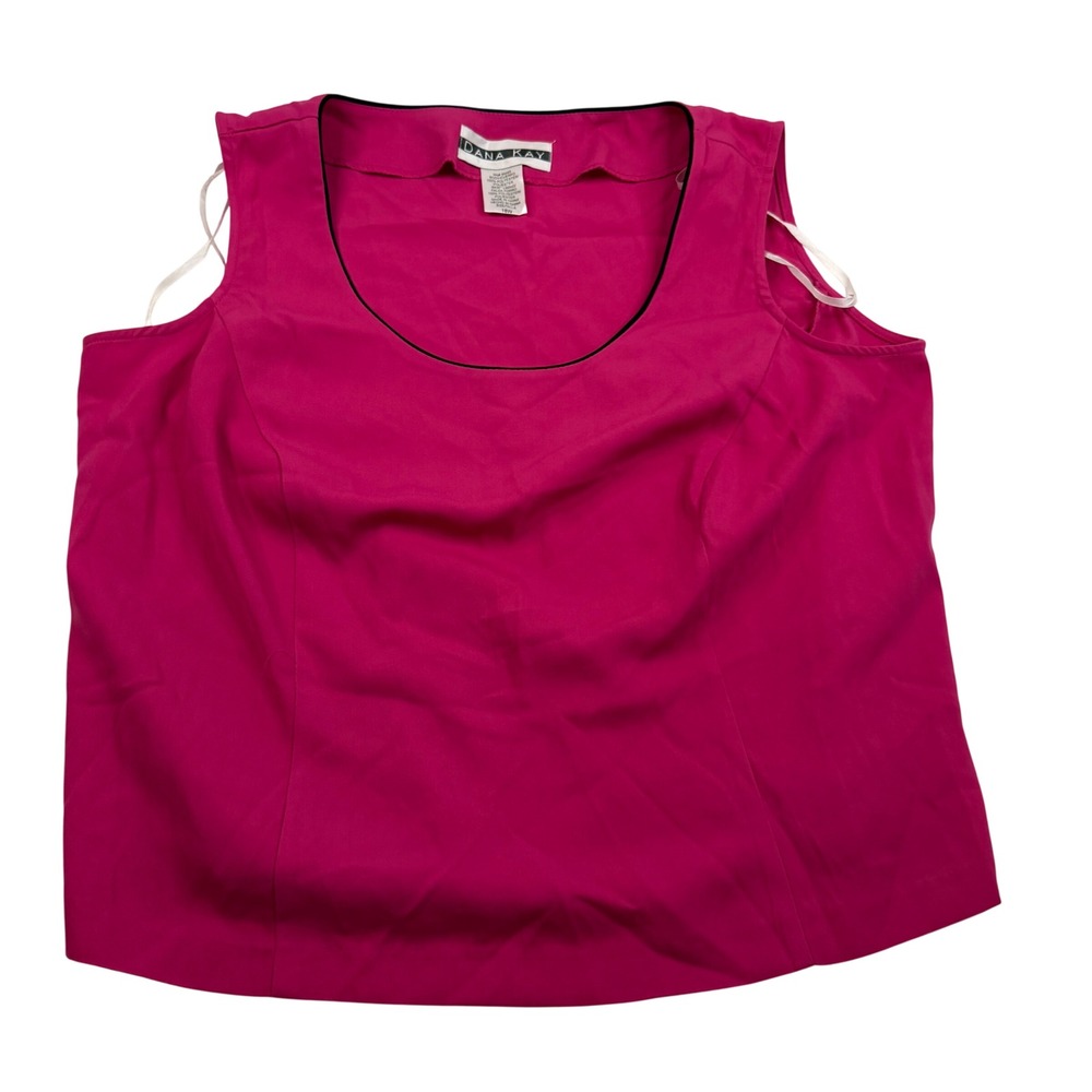 Dana Kay Womens Fuchsia Pink Sleeveless Draped Back Blouse Top Size 18W